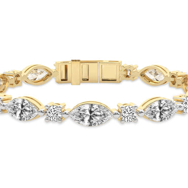 Sparkles Marquise & Round Cut Cluster Line Diamond Bracelet