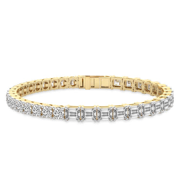 Sparkles Round & Baguette Two Tone Diamond Bracelet