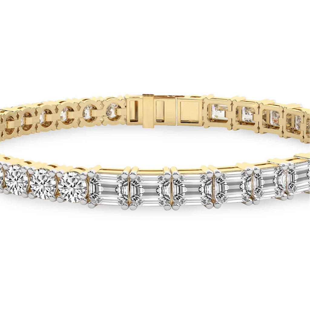Sparkles Round & Baguette Two Tone Diamond Bracelet