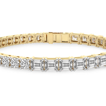 Sparkles Round & Baguette Two Tone Diamond Bracelet