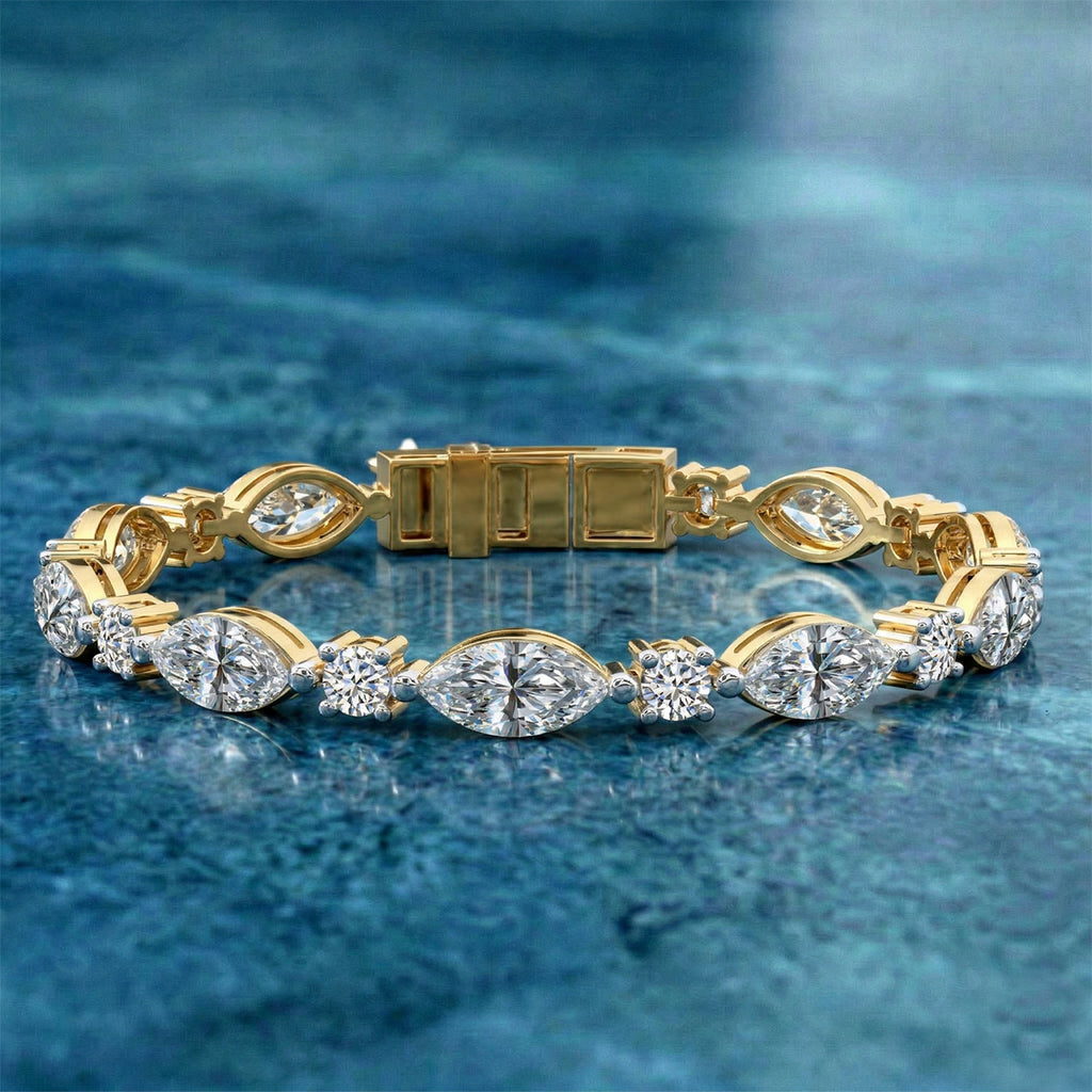 Sparkles Round & Baguette Two Tone Diamond Bracelet