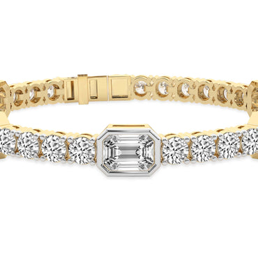 Sparkles Emerald & Round Cut Mixed Link Diamond Bracelet