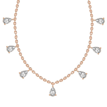 1.19 Ct Pear Shape Diamond Fashion Necklace | 14K Rose Gold