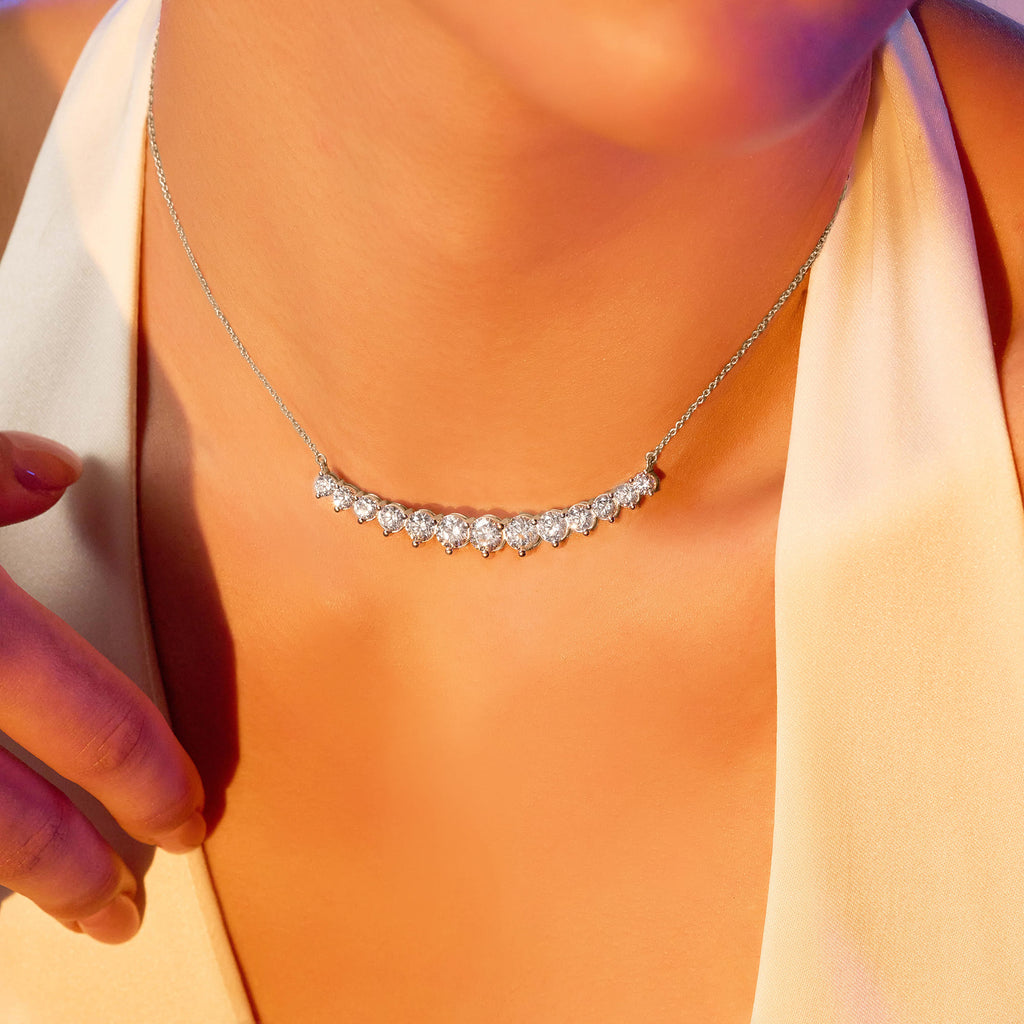 5.06 Ct Round Shape Diamond Fashion Necklace | 14K Yellow Gold