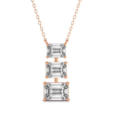 2 Ct Emerald Shape Diamond Fashion Necklace | 14K Rose Gold