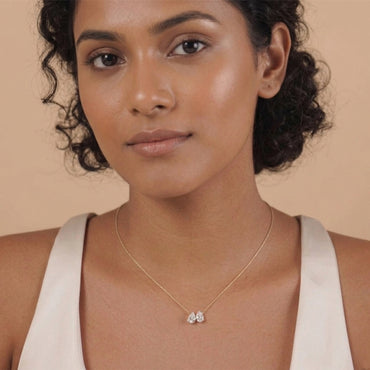 2 Ct Pear & Oval Shape Diamond Fashion Necklace | 14K Yellow Gold