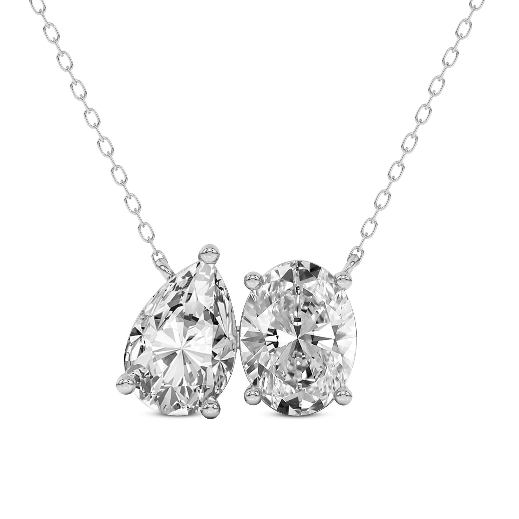 2 Ct Pear & Oval Shape Diamond Fashion Necklace | 14K Yellow Gold