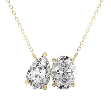 2 Ct Pear Oval Shape Diamond Fashion Necklace in 14K