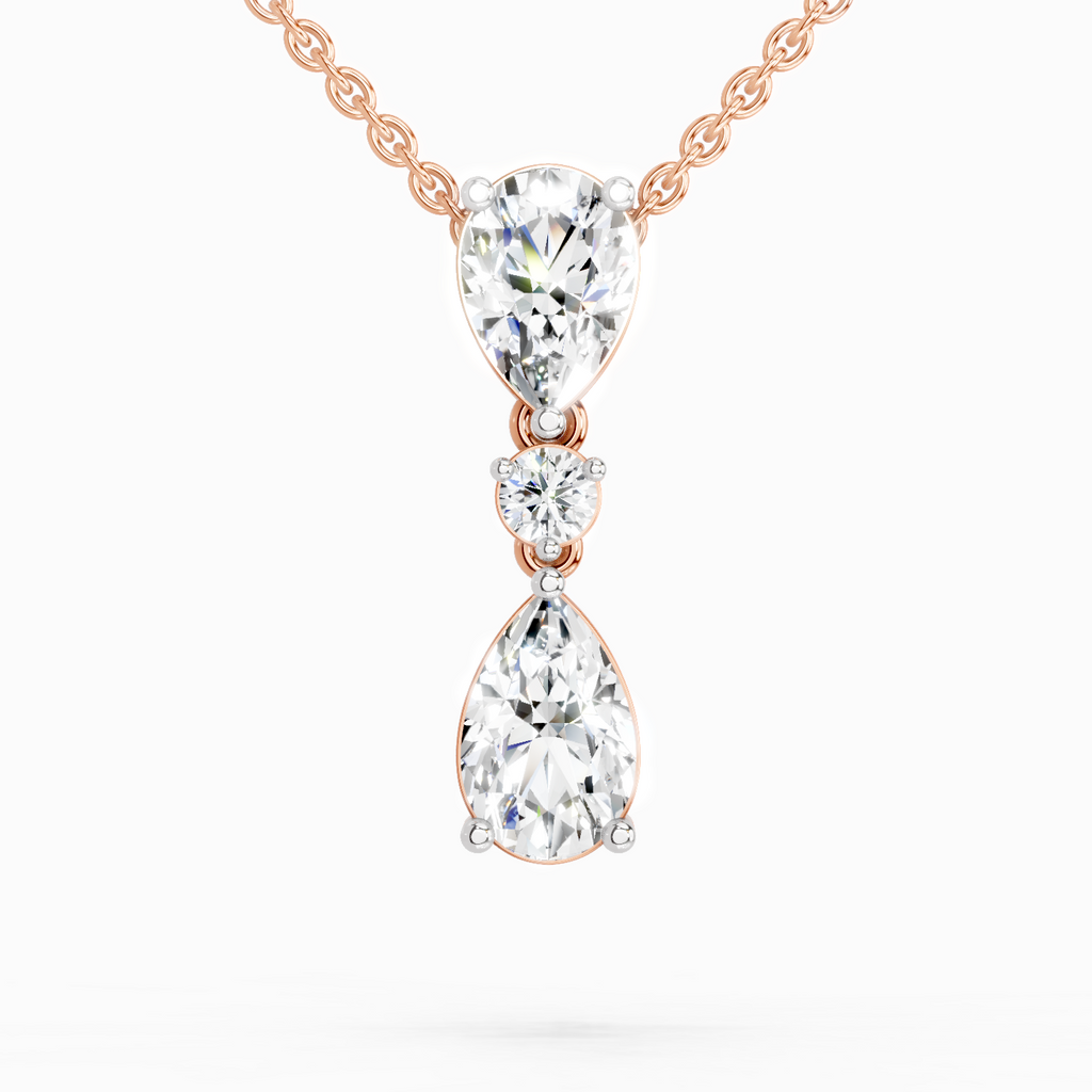 4.05 Ct Pear Diamond Pendant Necklace in 14K