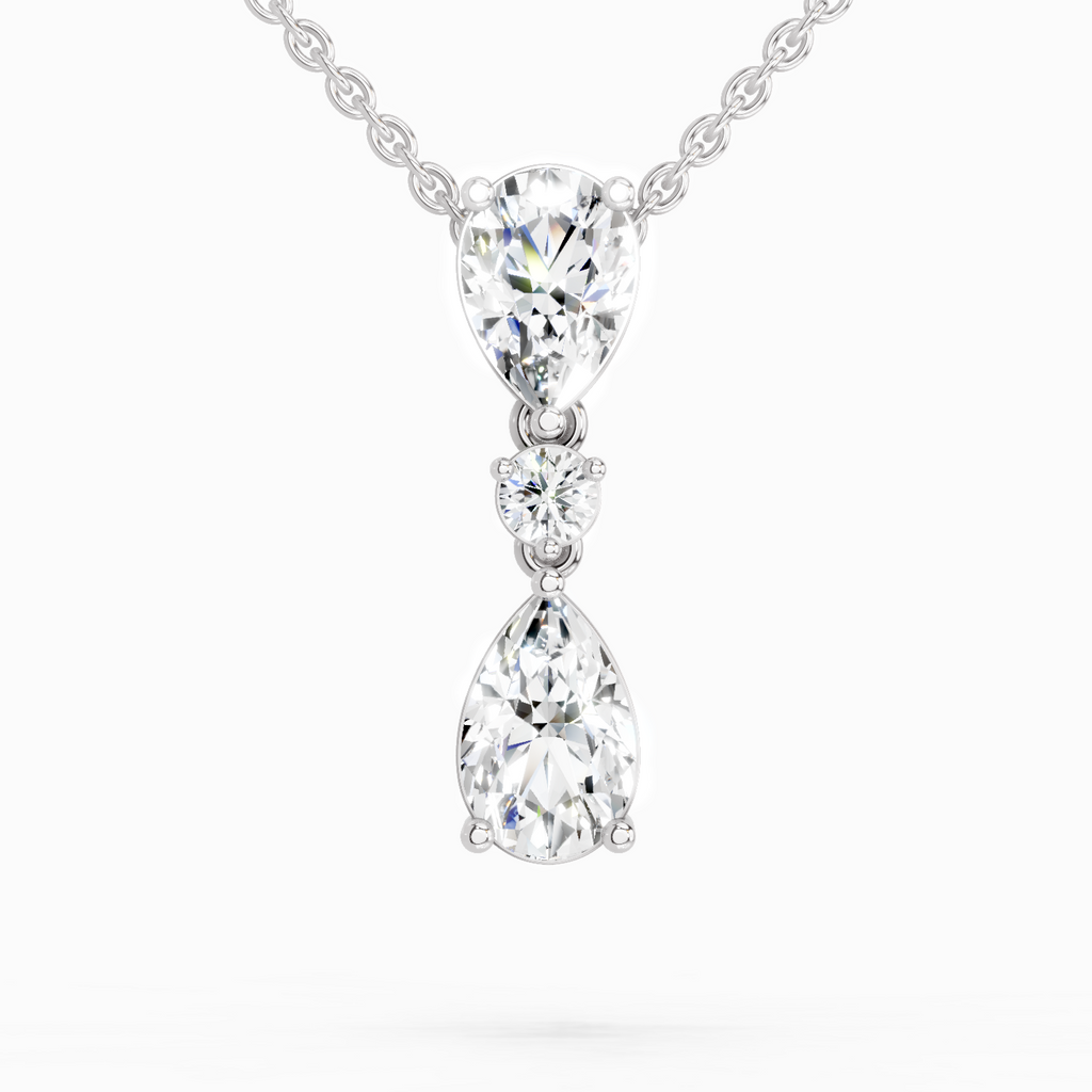 4.05 Ct Pear Diamond Pendant Necklace in 14K