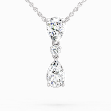 4.05 Ct Pear & Round Diamond Pendant Necklace | 14K White Gold