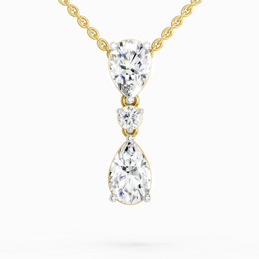 4.05 Ct Pear & Round Diamond Pendant Necklace | 14K Yellow Gold