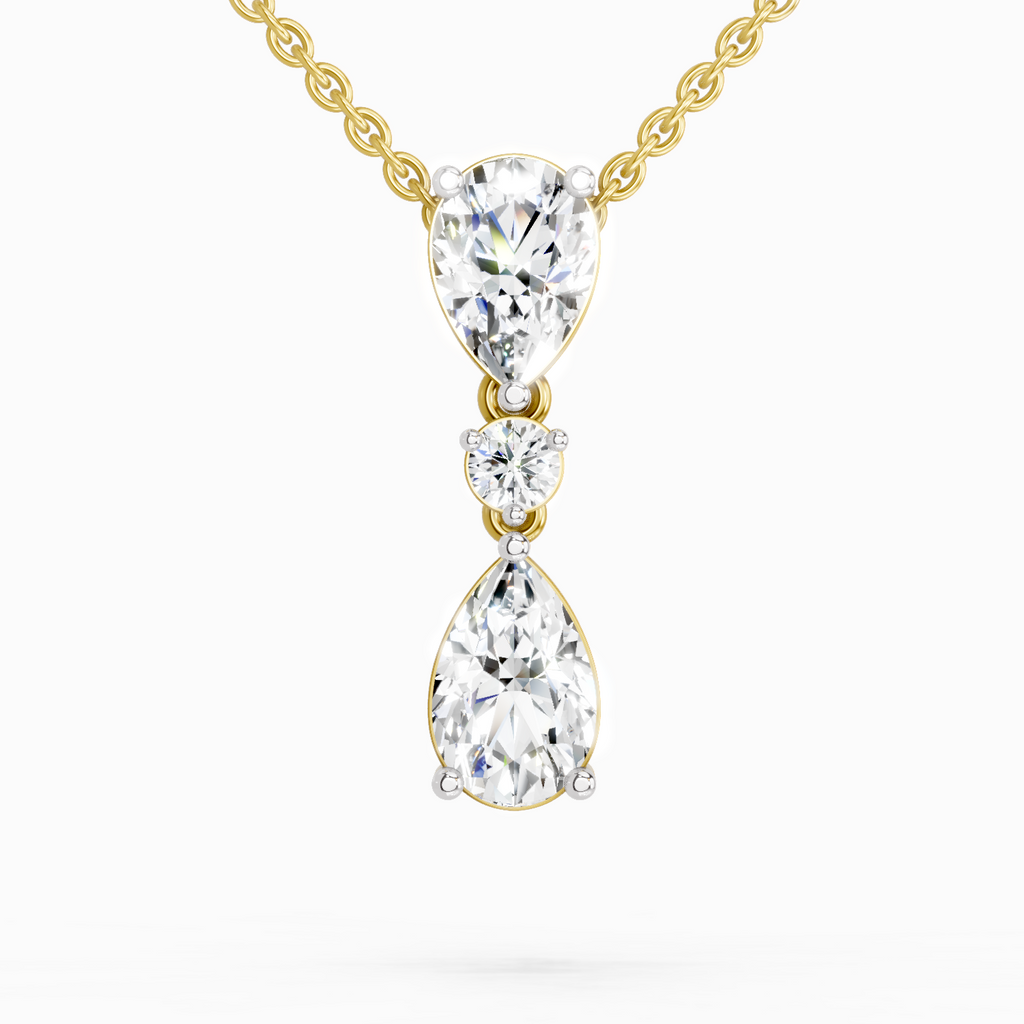 4.05 Ct Pear Diamond Pendant Necklace in 14K