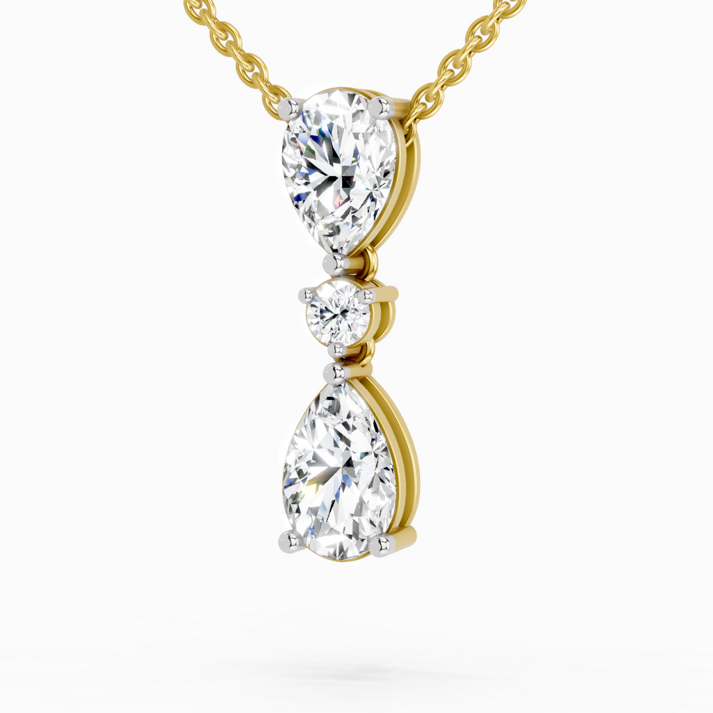 4.05 Ct Pear Diamond Pendant Necklace in 14K