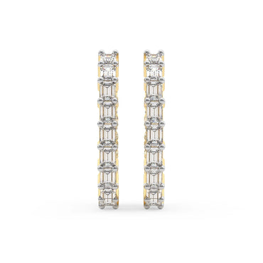 Sparkles Emerald Cut Hoop Diamond Earring