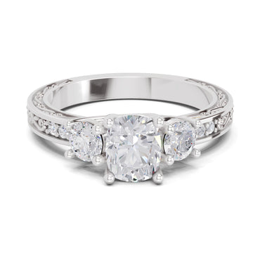 1.46 Ct Cushion Shape Solitaire Diamond Ring| 14K White Gold