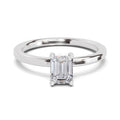 0.75 Ct Emerald Shape Solitaire Diamond Ring| 14K White Gold