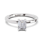 0.75 Ct Emerald Shape Solitaire Diamond Ring| 14K White Gold