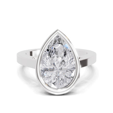 3 Ct Pear Shape Solitaire Diamond Ring| 14K White Gold