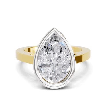 3 Ct Pear Shape Solitaire Diamond Ring| 14K Yellow Gold