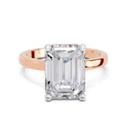 4 Ct Emerald Shape Solitaire Diamond Ring| 14K Rose Gold