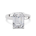 4 Ct Emerald Shape Solitaire Diamond Ring| 14K White Gold