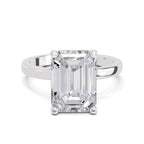 4 Ct Emerald Shape Solitaire Diamond Ring| 14K White Gold