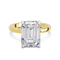 4 Ct Emerald Shape Solitaire Diamond Ring| 14K Yellow Gold
