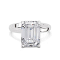5 Ct Emerald Shape Solitaire Diamond Ring| 14K White Gold