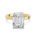 5 Ct Emerald Shape Solitaire Diamond Ring| 14K Yellow Gold