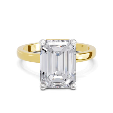 5 Ct Emerald Shape Solitaire Diamond Ring| 14K Yellow Gold