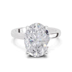 4 Ct Oval Shape Solitaire Diamond Ring| 14K White Gold