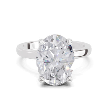 4 Ct Oval Shape Solitaire Diamond Ring| 14K White Gold