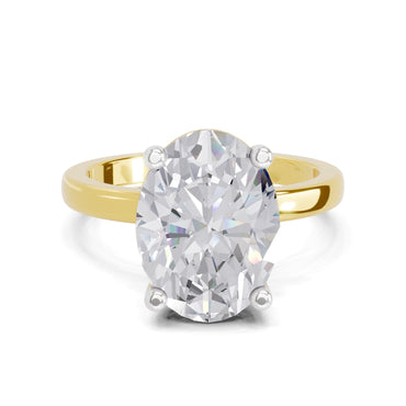 4 Ct Oval Shape Solitaire Diamond Ring| 14K Yellow Gold
