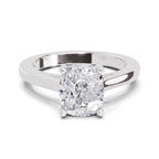 2 Ct Cushion Shape Solitaire Diamond Ring| 14K White Gold