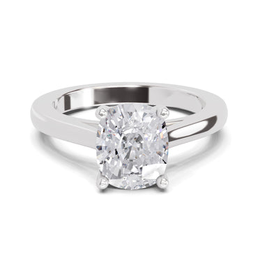 2 Ct Cushion Shape Solitaire Diamond Ring| 14K White Gold
