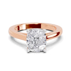3 Ct Cushion Shape Solitaire Diamond Ring| 14K Rose Gold