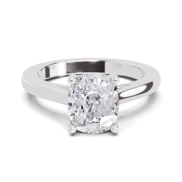 3 Ct Cushion Shape Solitaire Diamond Ring| 14K White Gold