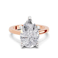 4 Ct Pear Shape Solitaire Diamond Ring| 14K Rose Gold