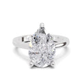 4 Ct Pear Shape Solitaire Diamond Ring| 14K White Gold