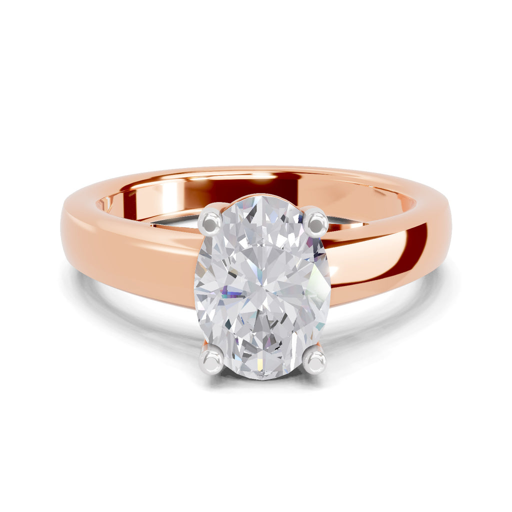 1 Ct Oval Shape Solitaire Diamond Ring| 14K Rose Gold