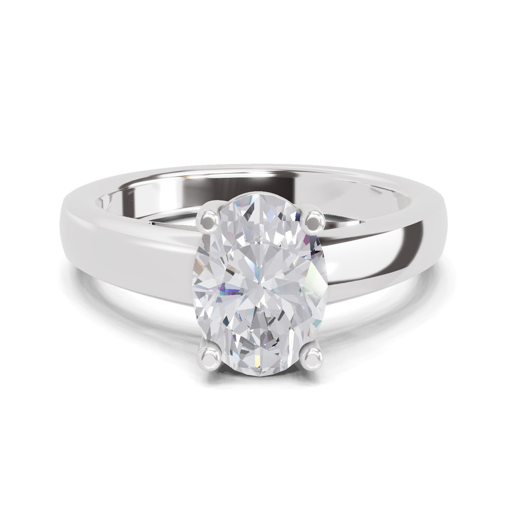 1 Ct Oval Shape Solitaire Diamond Ring| 14K White Gold