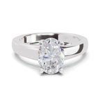 1 Ct Oval Shape Solitaire Diamond Ring| 14K White Gold