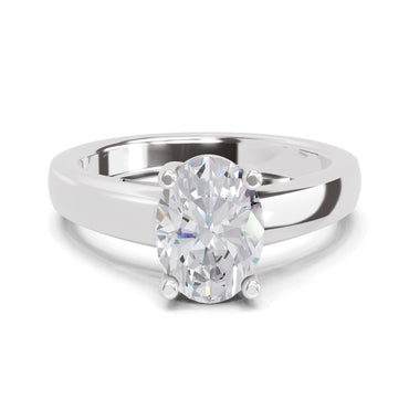 1 Ct Oval Shape Solitaire Diamond Ring| 14K White Gold