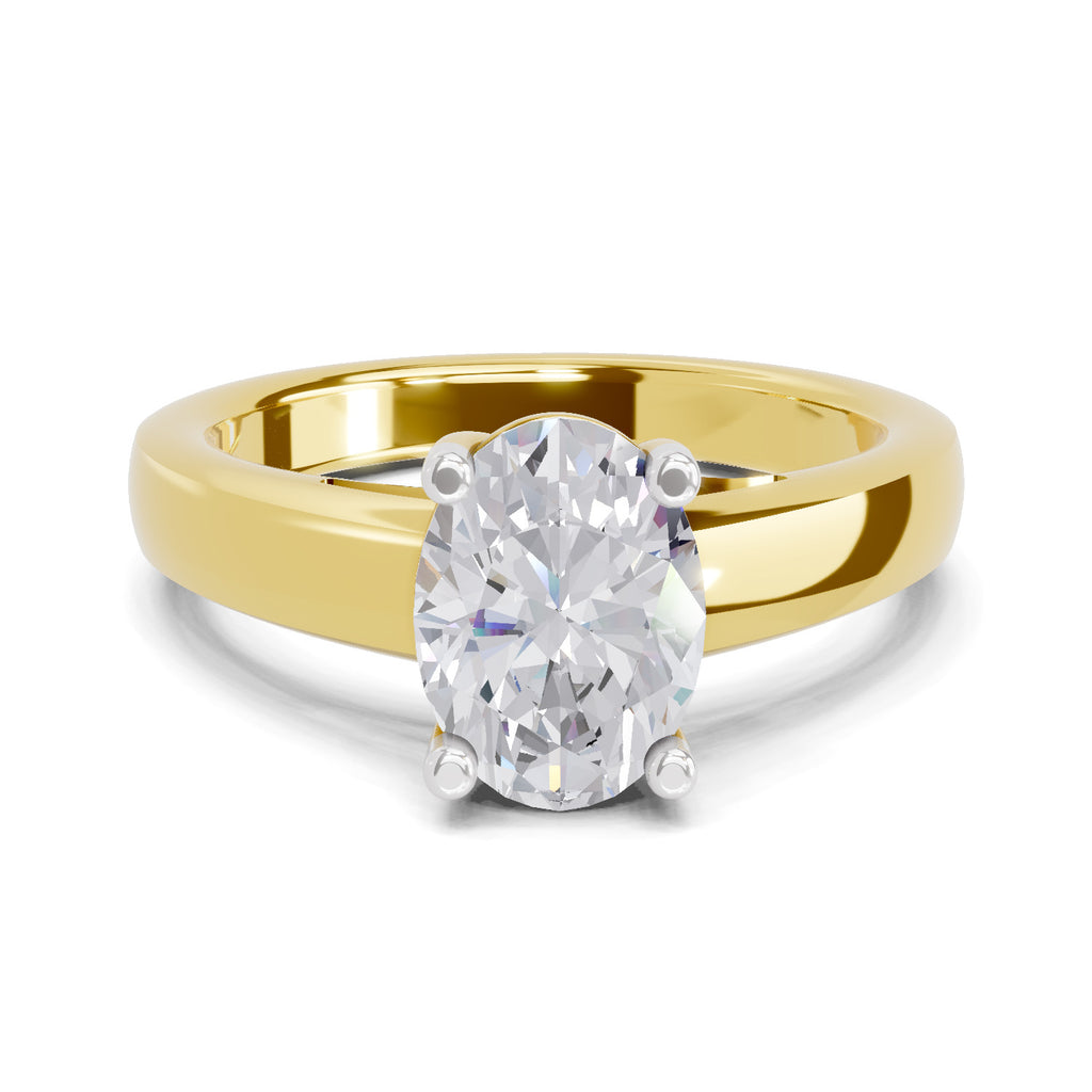 1 Ct Oval Shape Solitaire Diamond Ring| 14K Yellow Gold