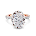 2.6 Ct  Oval Shape Halo Diamond Ring| 14K Rose Gold