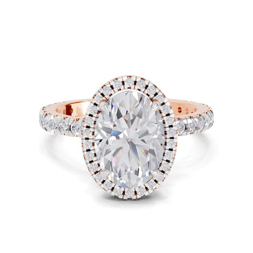 2.6 Ct  Oval Shape Halo Diamond Ring| 14K Rose Gold