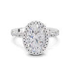 2.6 Ct  Oval Shape Halo Diamond Ring| 14K White Gold
