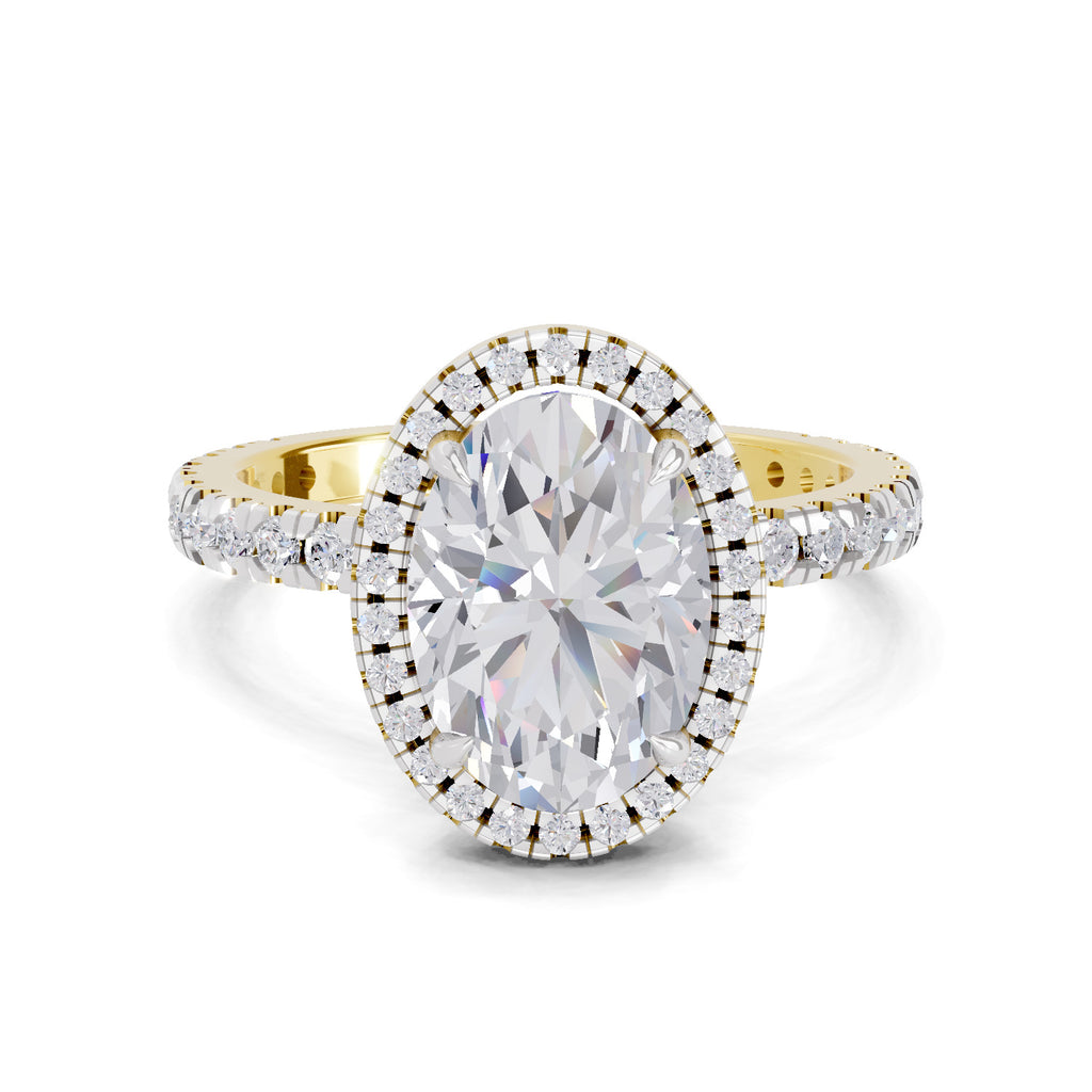 2.6 Ct  Oval Shape Halo Diamond Ring| 14K Yellow Gold