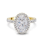 2.6 Ct  Oval Shape Halo Diamond Ring| 14K Yellow Gold